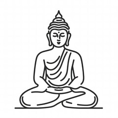 AI Generate of Simple Icon Logo Symbol of Buddha Meditation, Meditate, Meditation, Buddha Statue, Buddha Lotus Position, with white background