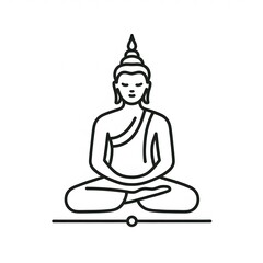 AI Generate of Simple Icon Logo Symbol of Buddha Meditation, Meditate, Meditation, Buddha Statue, Buddha Lotus Position, with white background