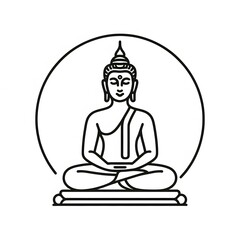 AI Generate of Simple Icon Logo Symbol of Buddha Meditation, Meditate, Meditation, Buddha Statue, Buddha Lotus Position, with white background