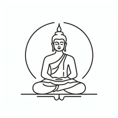 AI Generate of Simple Icon Logo Symbol of Buddha Meditation, Meditate, Meditation, Buddha Statue, Buddha Lotus Position, with white background