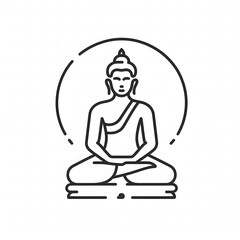 AI Generate of Simple Icon Logo Symbol of Buddha Meditation, Meditate, Meditation, Buddha Statue, Buddha Lotus Position, with white background