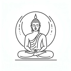 AI Generate of Simple Icon Logo Symbol of Buddha Meditation, Meditate, Meditation, Buddha Statue, Buddha Lotus Position, with white background