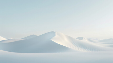 Ethereal desert dunes bathed in soft sunlight, showcasing nature's minimalist beauty