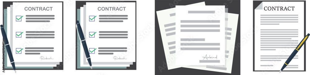 Poster open file folder with white leaf and sticky notes. contract or document with text icon. contract pap