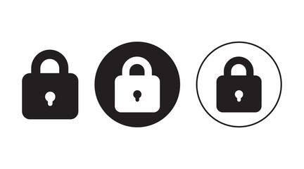 Lock icon set vector in three styles isolated on white background . Padlock icon