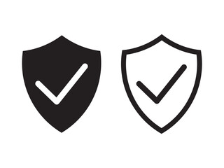 Shield with check mark icon. Protection approve sign. Security shield protected icon.