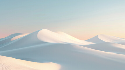 Ethereal desert dunes bathed in soft sunlight, showcasing nature's minimalist beauty