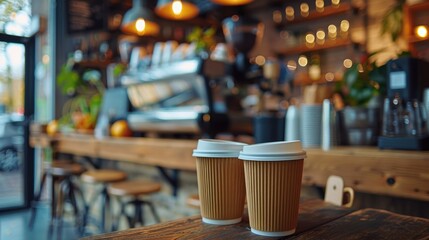 Stylish cafe offering discounts for customers who bring their own reusable coffee cups.