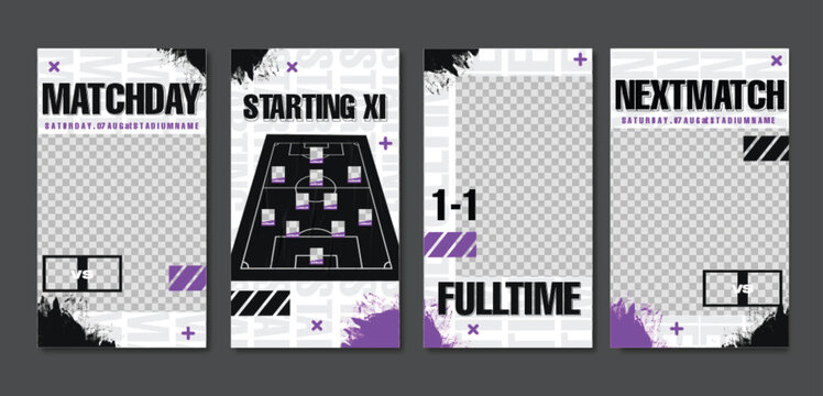 Sport Social Media Post Template , Football Match Day , Starting 11 , Starting Eleven , Full time