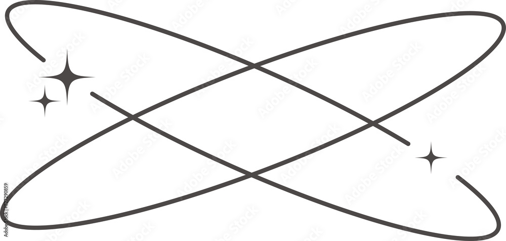 Poster outline frame with stars. aesthetic border element. minimal graphic orbit shape. y2k modern simple a