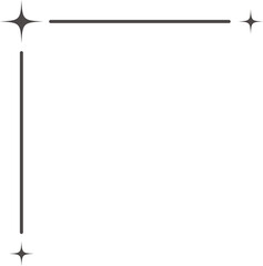 Outline frame with stars. Aesthetic border element. Minimal graphic shape. Y2k modern simple abstract figure with sparkles. Trendy geometric linear corner
