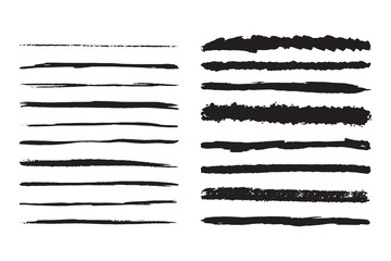Coal pencils grunge strokes set. Brush Chalk line marker texture. Straight lines