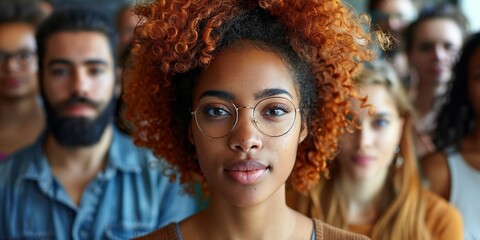 Obraz premium A stylish African student poses confidently for a portrait, exuding happiness and charm.