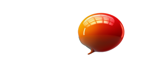 3D orange speech bubble icon isolated, Shiny pink bubble transparent background