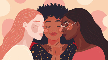 Diverse Female Friends Embrace Each Other, Celebrating the Power of Women's Unity