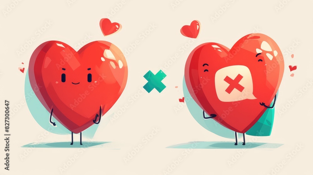 Aufkleber a cartoon rendering of a red heart character mascot is shown on a white background featuring a red c
