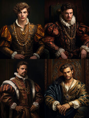 Canvas Painting  Royal King Portrait, Renaissance costume 