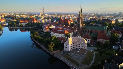 Fototapeta premium city Europe beautiful top view aerial photography of Wroclaw Poland