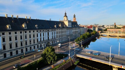 city Europe beautiful top view aerial photography of Wroclaw Poland