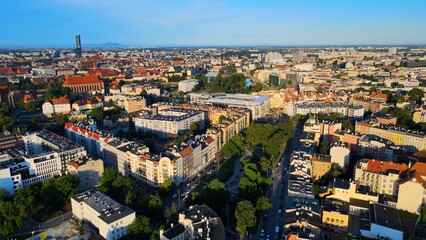 Obraz premium city Europe beautiful top view aerial photography of Wroclaw Poland
