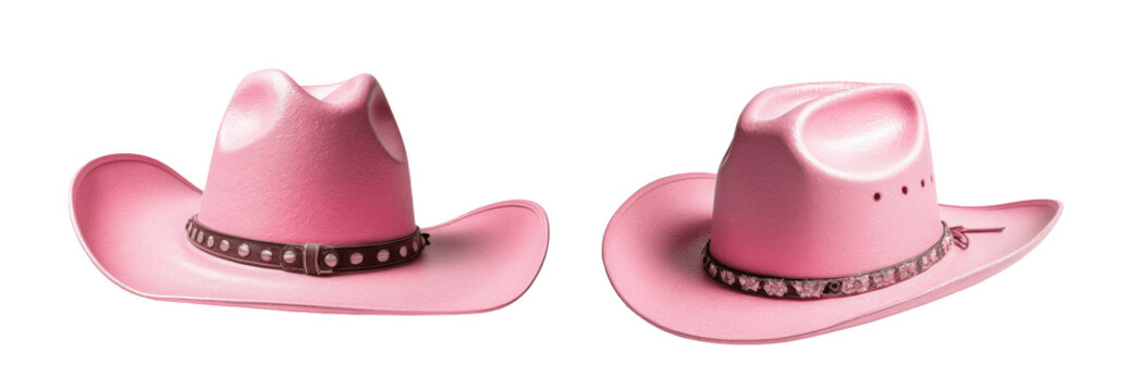 set of pink cowboy hat isolated on transparent background