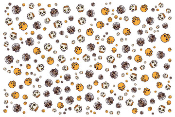 abstract cute and creepy skull head seamless pattern background illustration