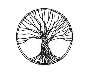 Obraz premium Decorative zentangle tree of life. circle Element for coloring t-shirt, books, prints