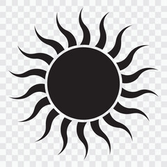 Abstract sun vector illustration. Sun silhouette, icon. Sunrise Icon, vector, Sunset icon, silhouette on transparent background. Sunrise icon simple flat vector illustration for web site, logo, app. 
