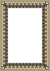 Vector gold and black square Egyptian ornament. Endless Rectangle, Ring of Ancient Egypt. Geometric African frame