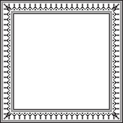 Vector monochrome black square Yakut ornament. An endless rectangular border, a frame of the northern peoples of the Far East.