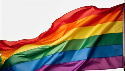 Fototapeta premium waving lgbt flag on white background, queer gay month pride parade texture wallpaper