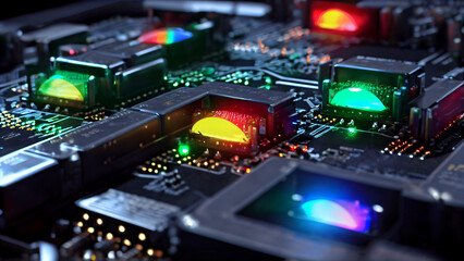 Obraz premium Technology chip: an integrated circuit for data processing