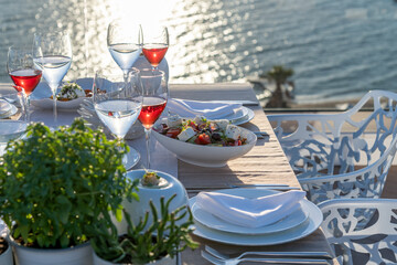 Delicious gourmet food with sea view 