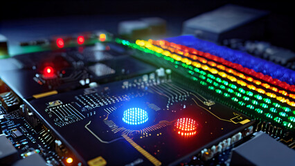 Fototapeta premium Technology chip: an integrated circuit for data processing