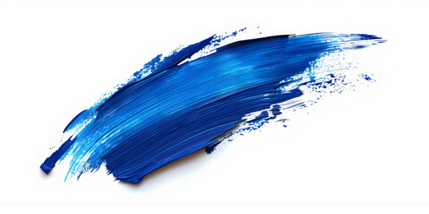 Blue paint brush stroke isolated on white background.