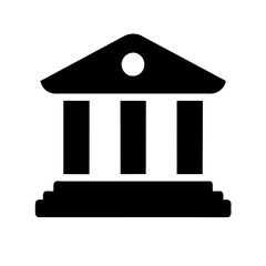 Bank Icon: Financial Institution Money Vector Symbol for Banking Concept. Finance Glyph Illustration of Bank Building Sign. Banking Icon Set with Money Silhouette Design for Financial Institutions