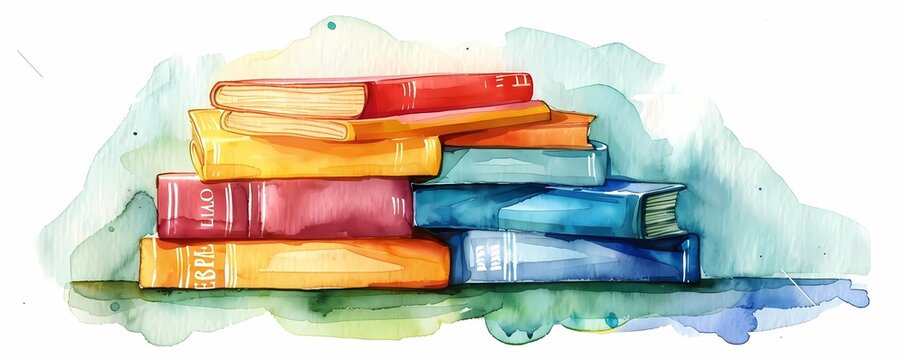 Picture a flat design of a school library card and a stack of borrowed books
