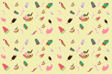seamless pattern with ice cream