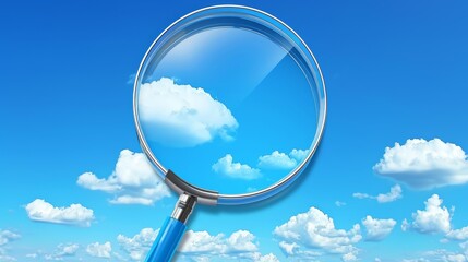 Vibrant Sky Blue Background with Magnifying Glass Icon. Explore, Research, Discovery. 4K HD Wallpaper.Business exploration: vibrant magnifying glass icon showing sky blue background, discovery, resear