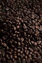 Close-up of freshly roasted coffee beans