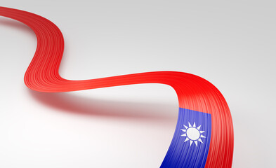 3d Flag Of Taiwan 3d Shiny Waving Taiwan Ribbon Flag Isolated On White Background 3d Illustration