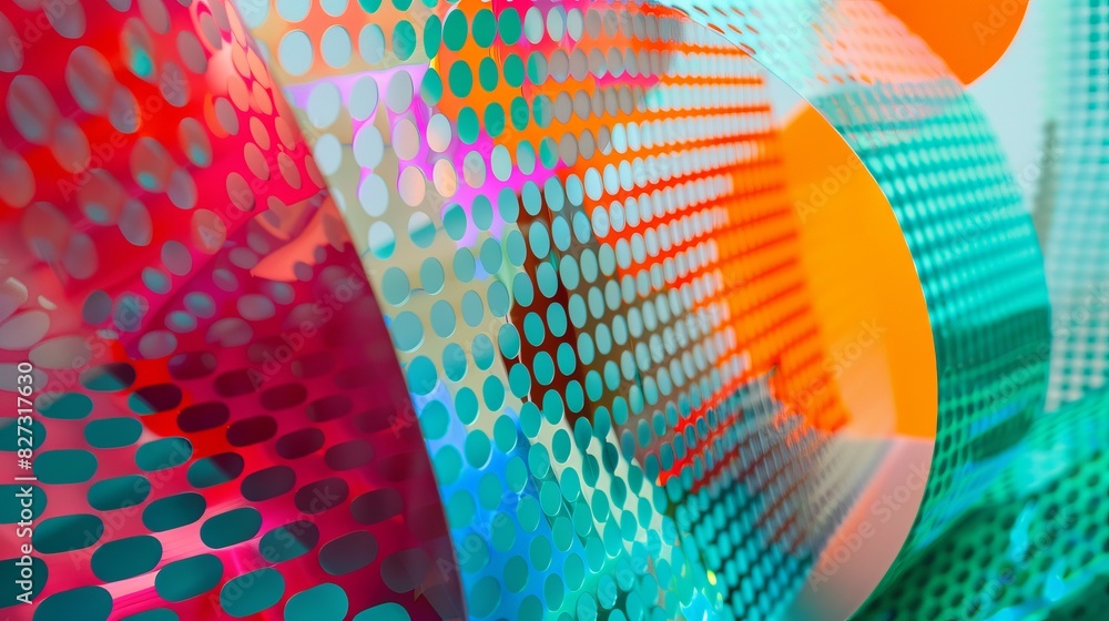 Poster vibrant geometric shapes and net creating a colorful background: abstract artistic design for creati