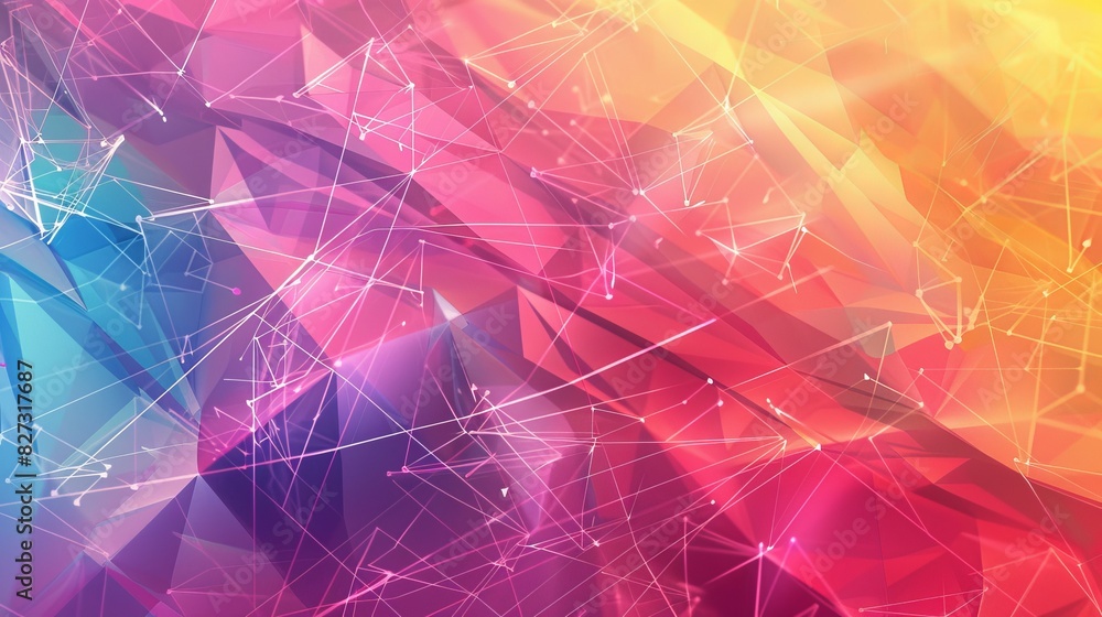Poster vibrant geometric shapes and net creating a colorful background: abstract artistic design for creati