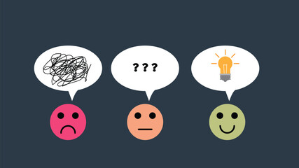 Smileys Different Emotions Psychology Concept. Moods and attitude concept vector
