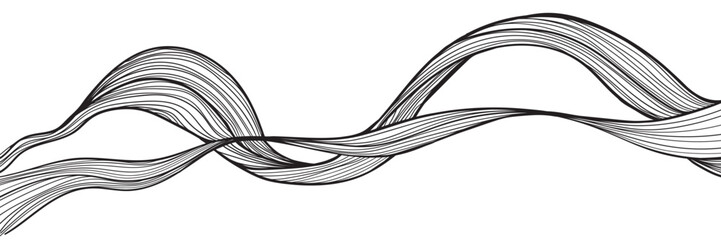 Abstract line art background. Minimalist black and white vector flowing waves. Elements for design.Best for deign invitation, packaging design, wall art, banner or cover.