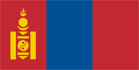 Mongolia official flag vector with standard size and proportion. National flag emblem with accurate size and colors.