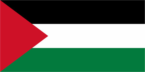 Palestine official flag vector with standard size and proportion. National flag emblem with accurate size and colors.
