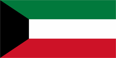 Kuwait official flag vector with standard size and proportion. National flag emblem with accurate size and colors.