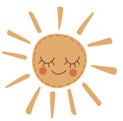 Niedliche Sonne, Zeichnung, Vektor