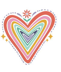Regenbogen Herz Zeichnung, Vektor